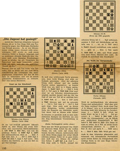 Artikel über das Schachleben von Jacques Mieses